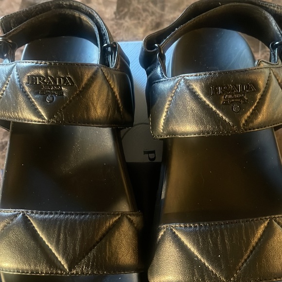 Prada sandal/ angle strap. Thick sole stretchy ankle strap. Sz 9.5 Napa sandal - Picture 5 of 9